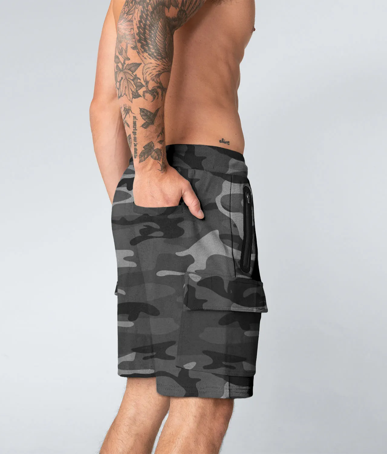 3500 . Viscose Regular-Fit Shorts - Grey Camo