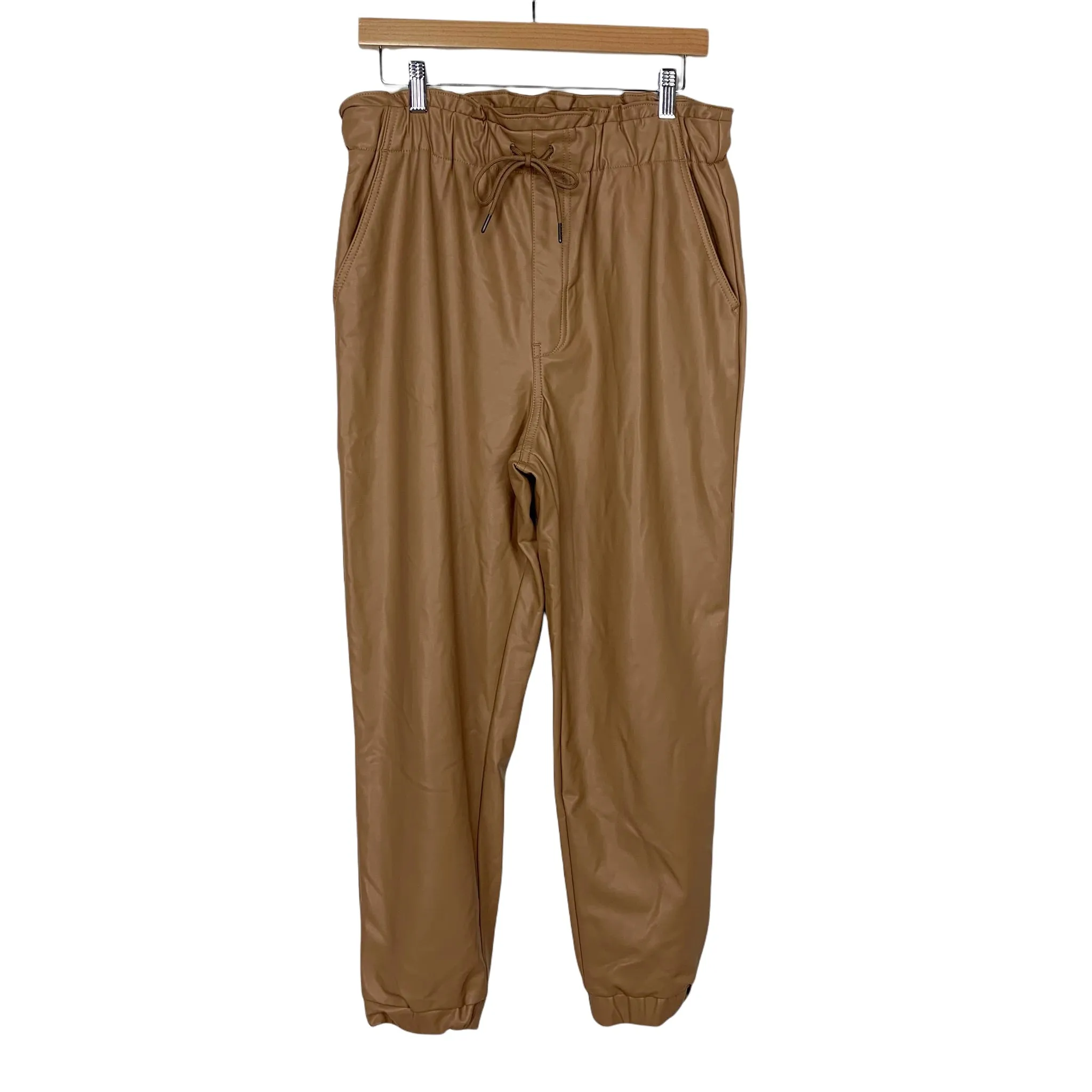 Abercrombie & Fitch Camel Vegan Leather Joggers- Size L (Inseam 25")