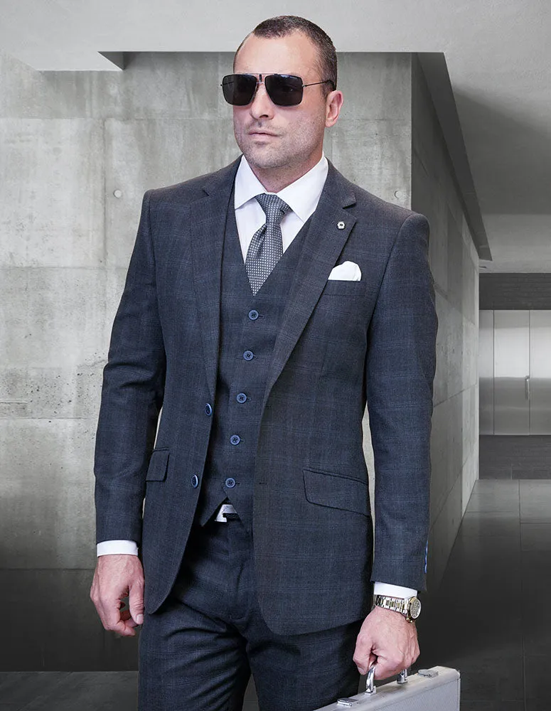 ALGANI 3 PC CHARCOAL MODERN FIT SUIT