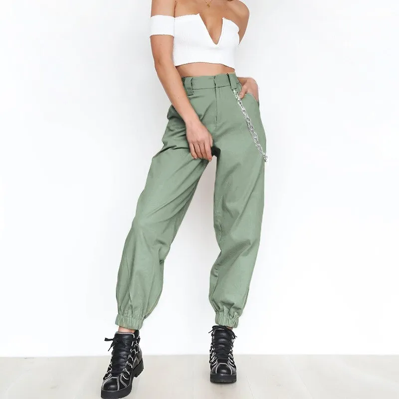 Amy Fashion - Chain Loose Pants Hip Pop Trousers Streetwear