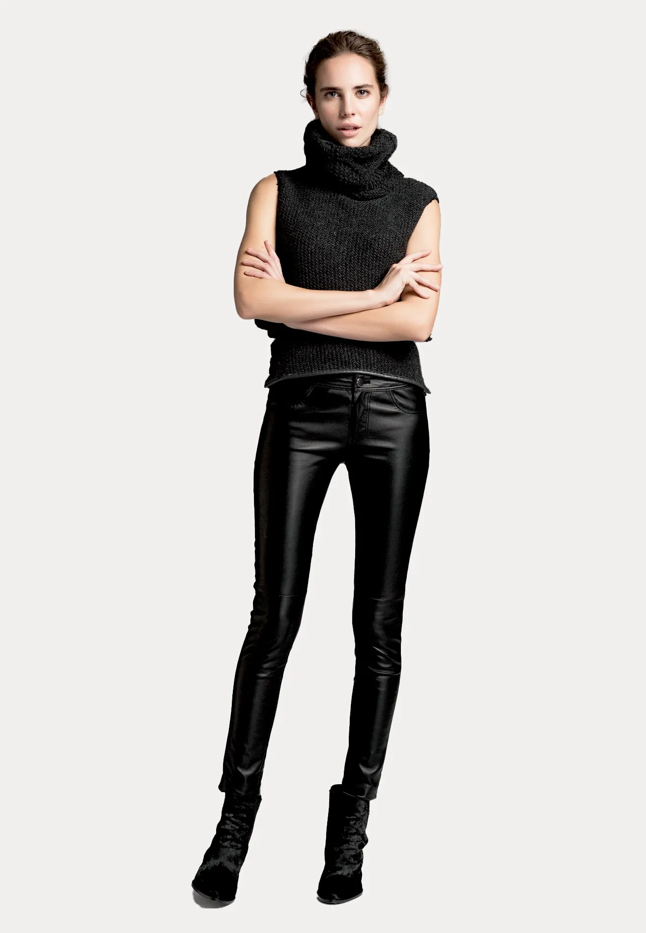 Anais - Black Leather Pant