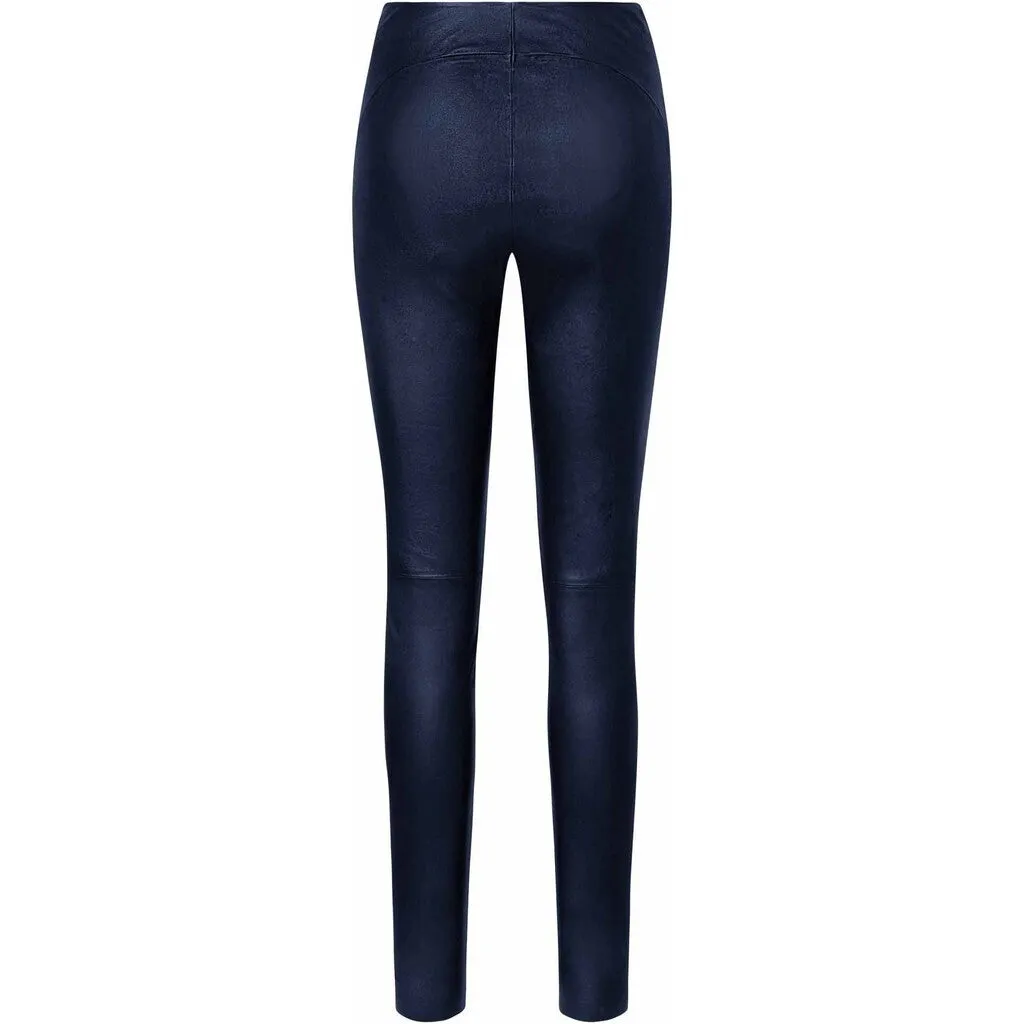 Aya HW stretch leather leggings / 50180 - Navy