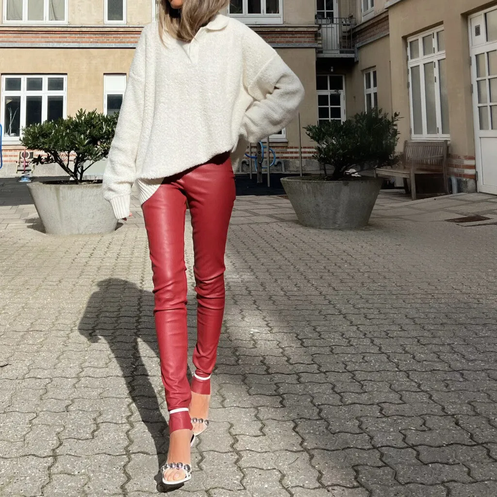 Aya HW stretch leather leggings / 50180 - Racing Red