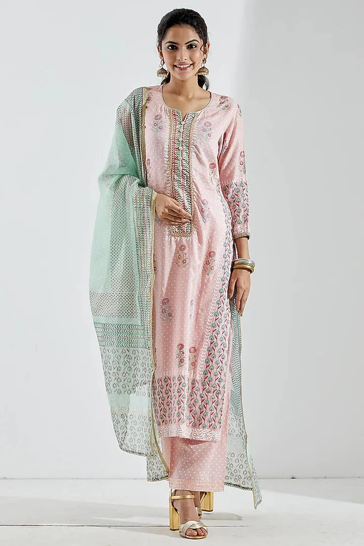 Baby Pink Foil Kurta Set