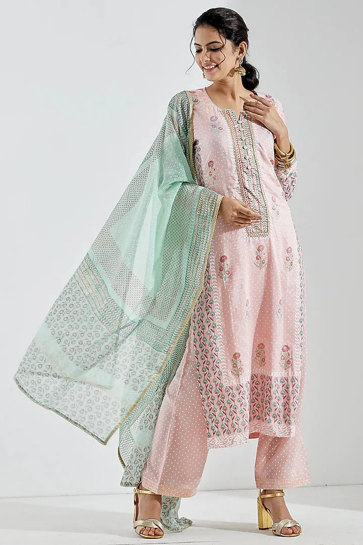 Baby Pink Foil Kurta Set