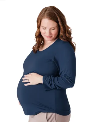 Bamboo Maternity & Nursing Long Sleeve T-shirt | Navy