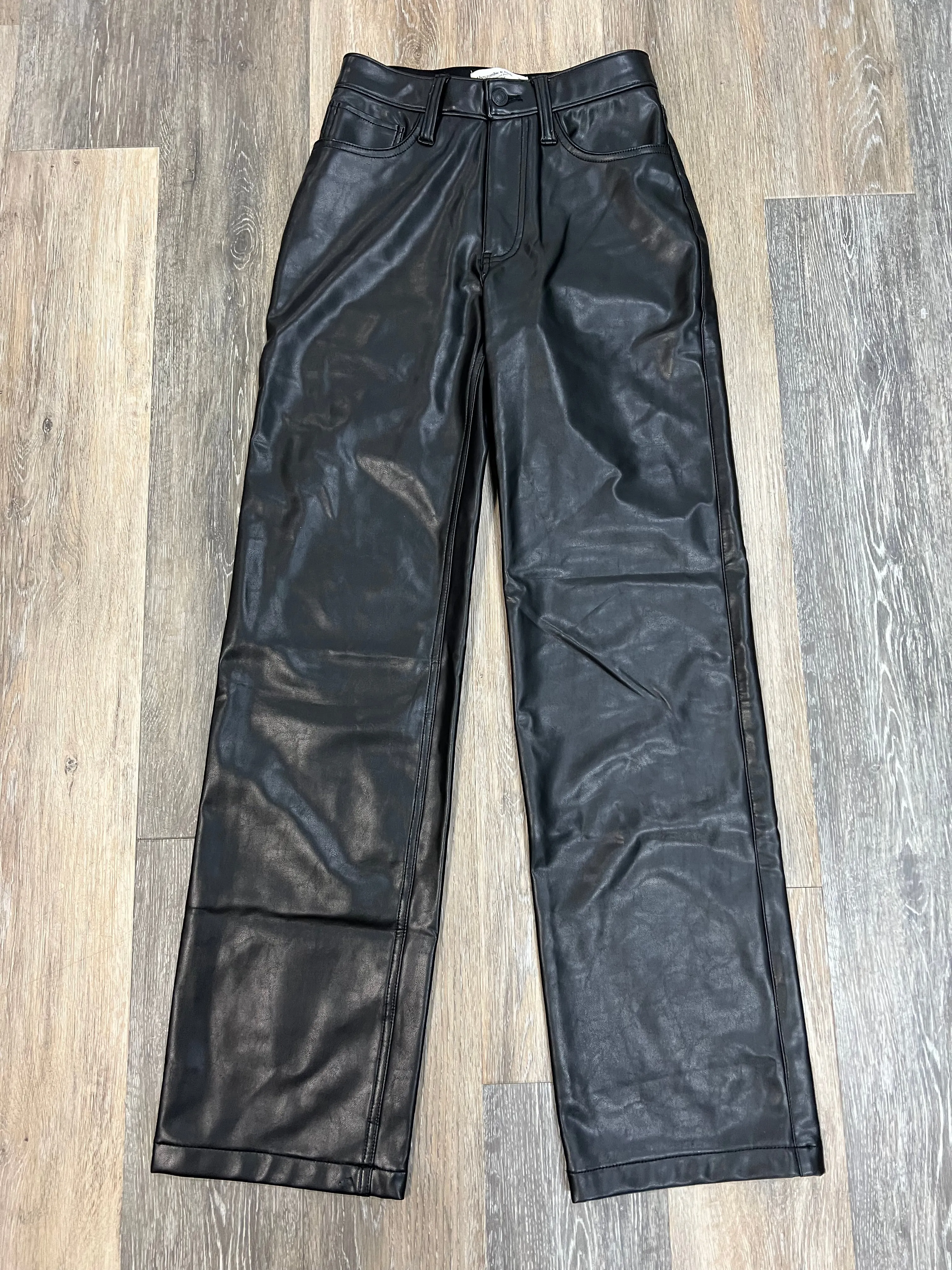 Black Pants Faux Leather Abercrombie And Fitch, Size 0/25 Long