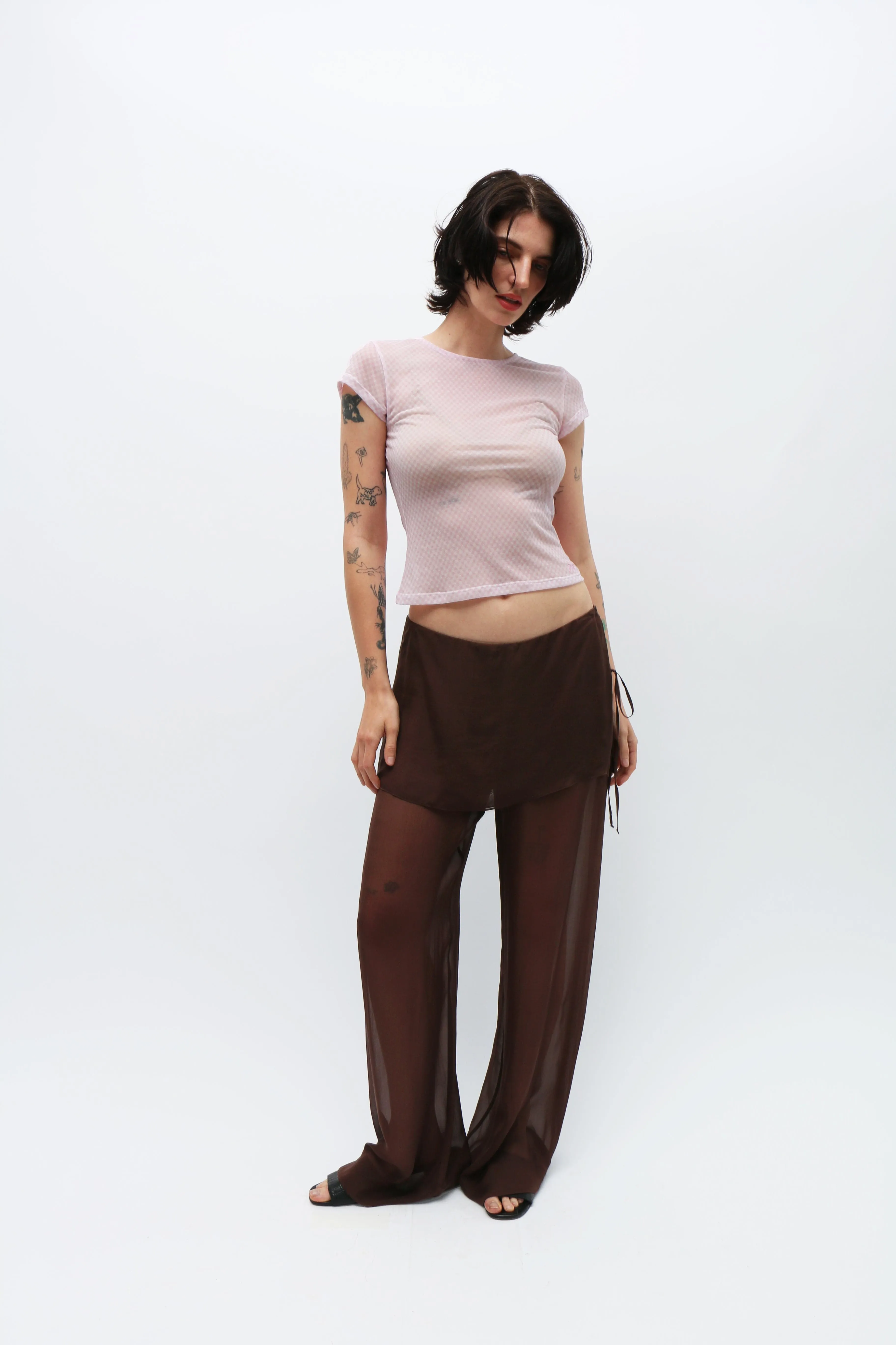 Brown Silk Archive Pants