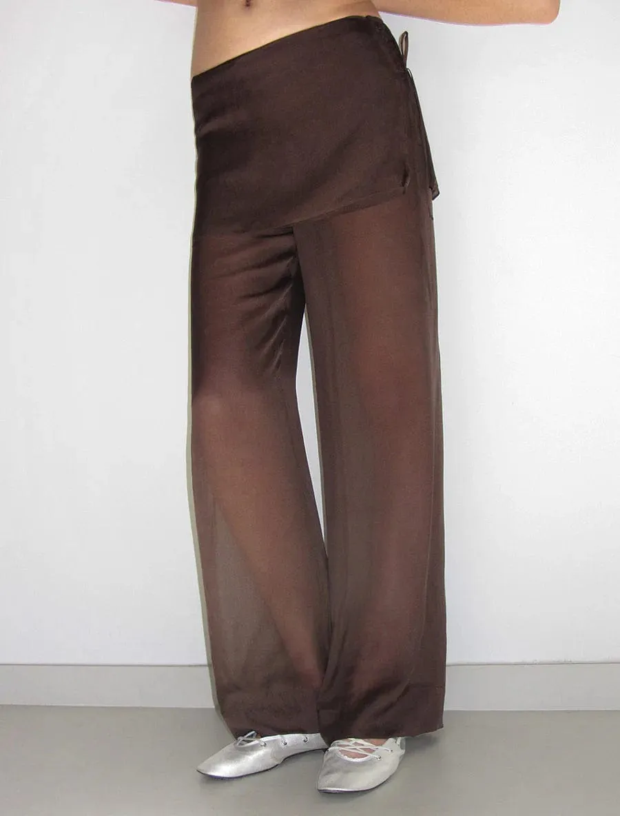 Brown Silk Archive Pants