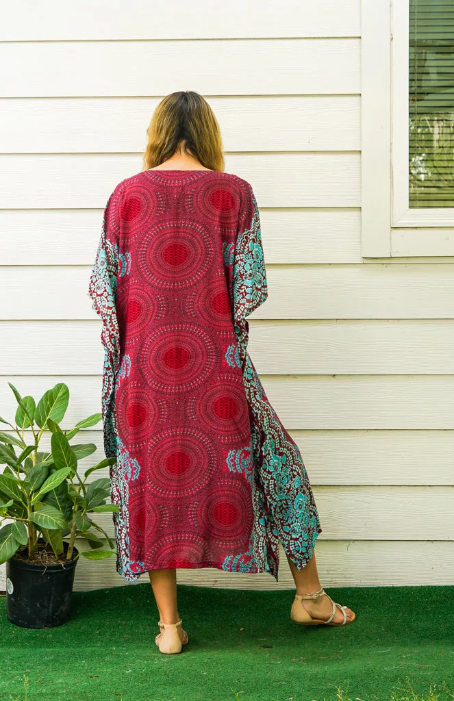 Burgundy Mandala Kaftan