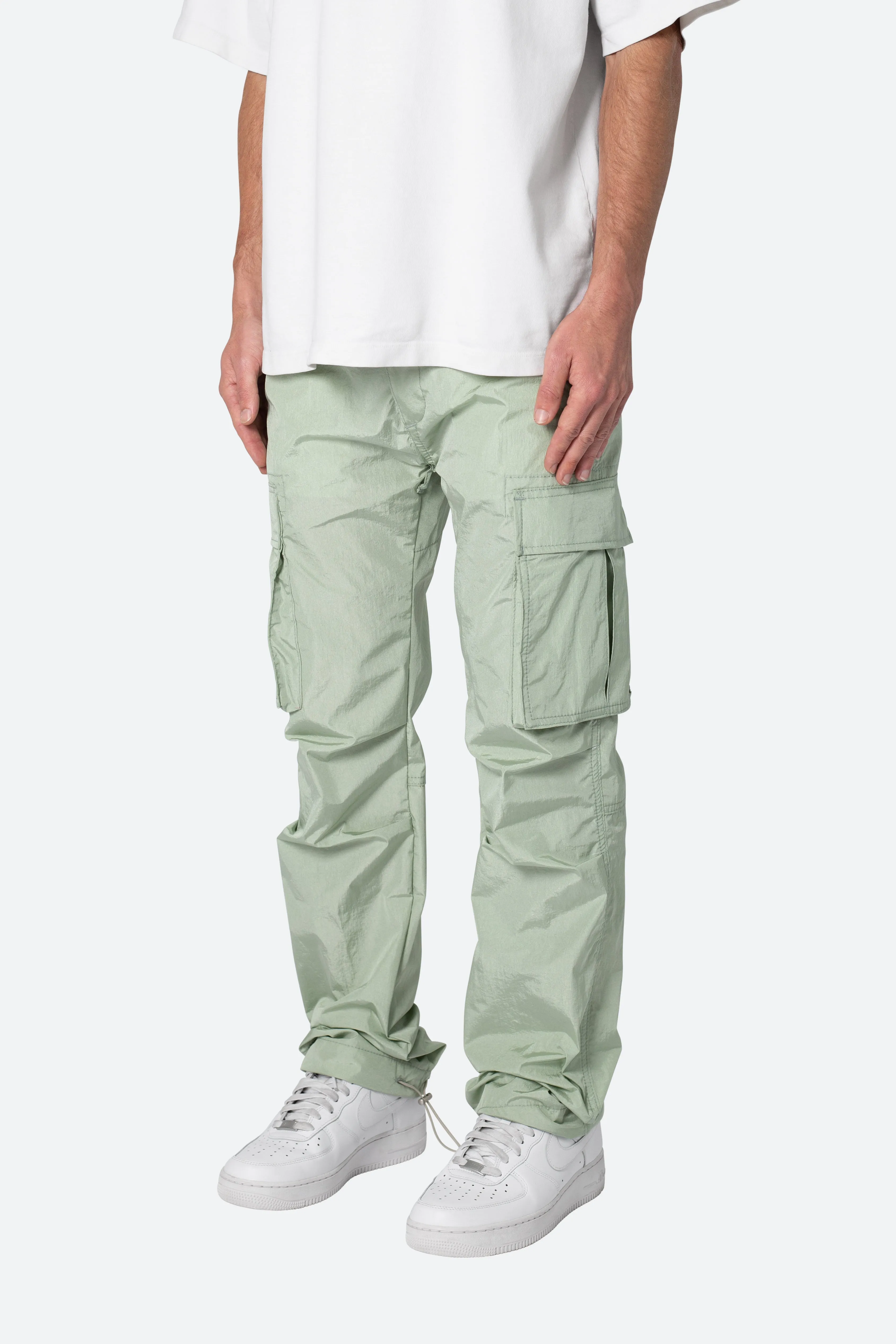 Crinkle Cargo Pants - Green