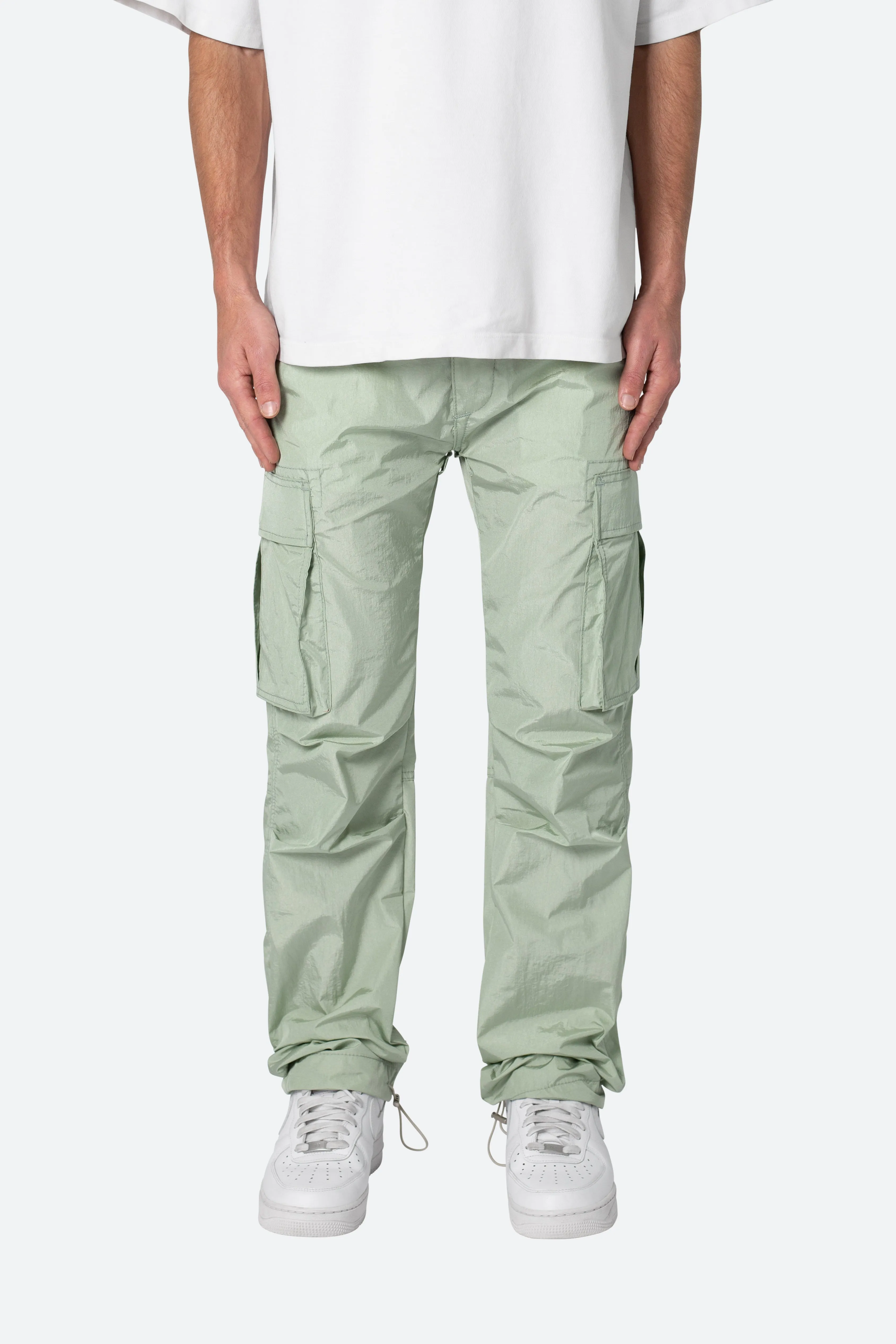 Crinkle Cargo Pants - Green