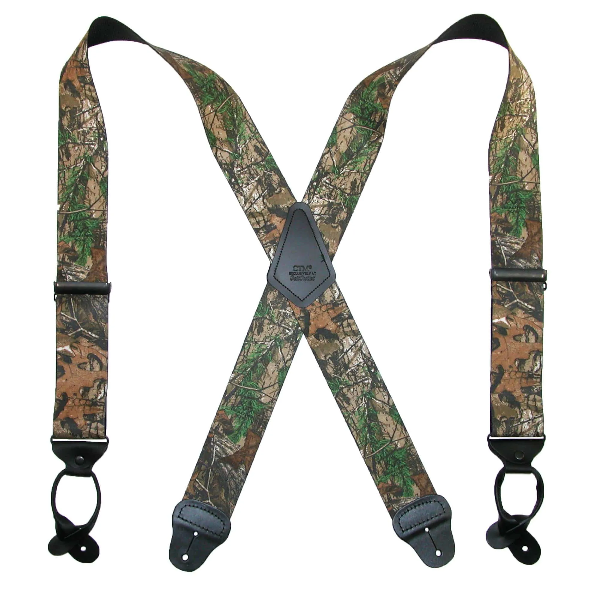 CTM® Men's Elastic 2 Inch Wide Camouflage Button-End Suspenders