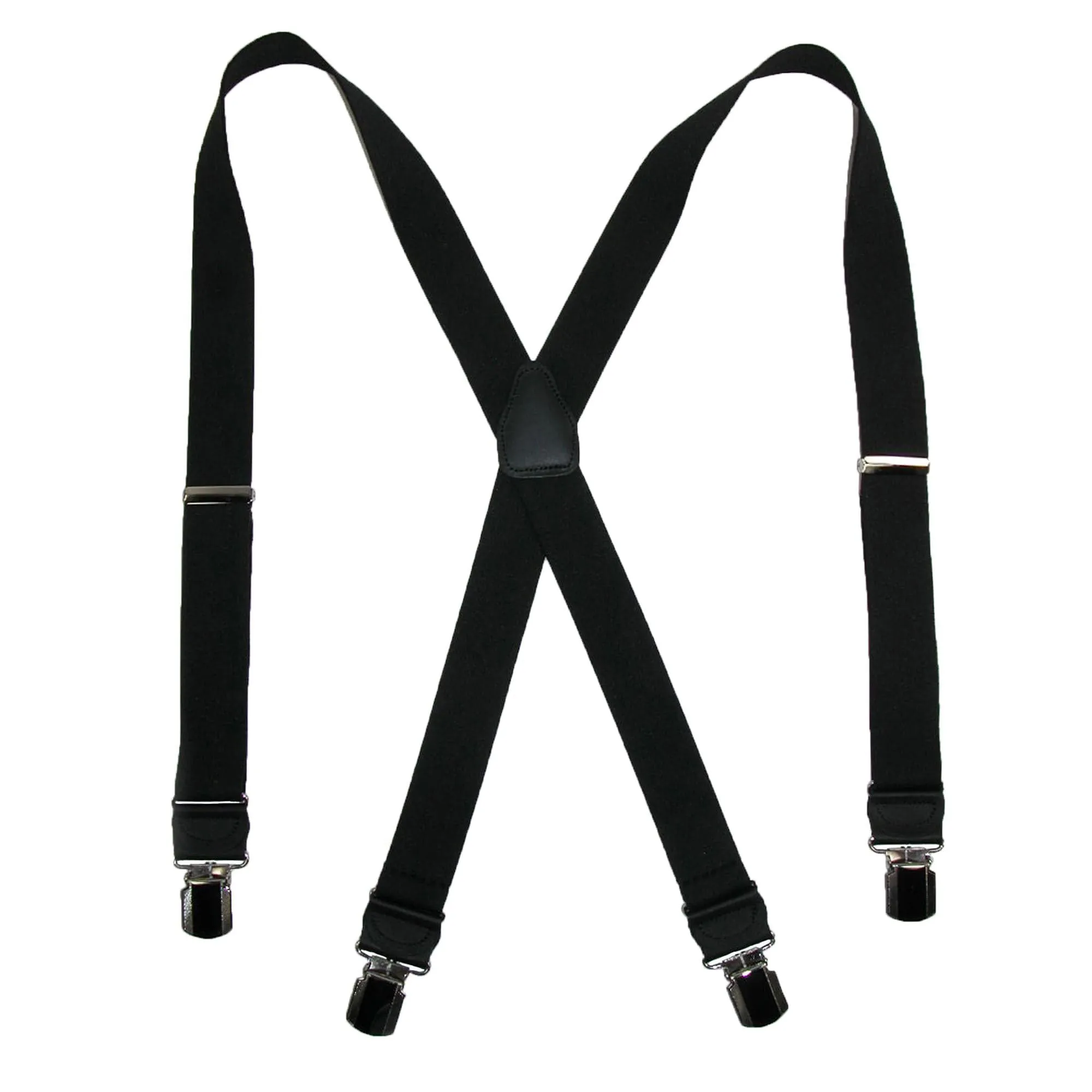 CTM® Men's Elastic Anti Slip Pin Clip Suspenders with Leather Drop Tabs