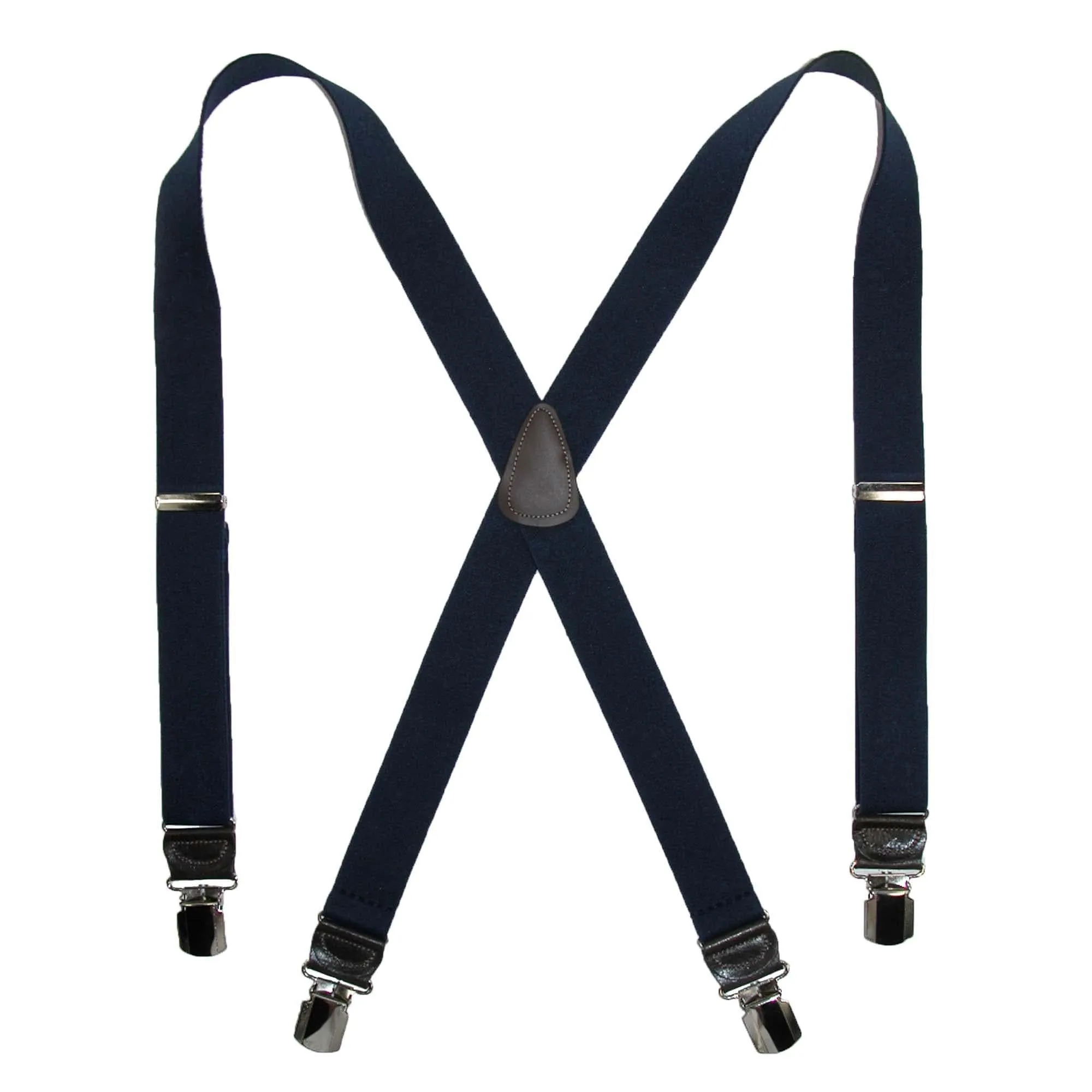 CTM® Men's Elastic Anti Slip Pin Clip Suspenders with Leather Drop Tabs