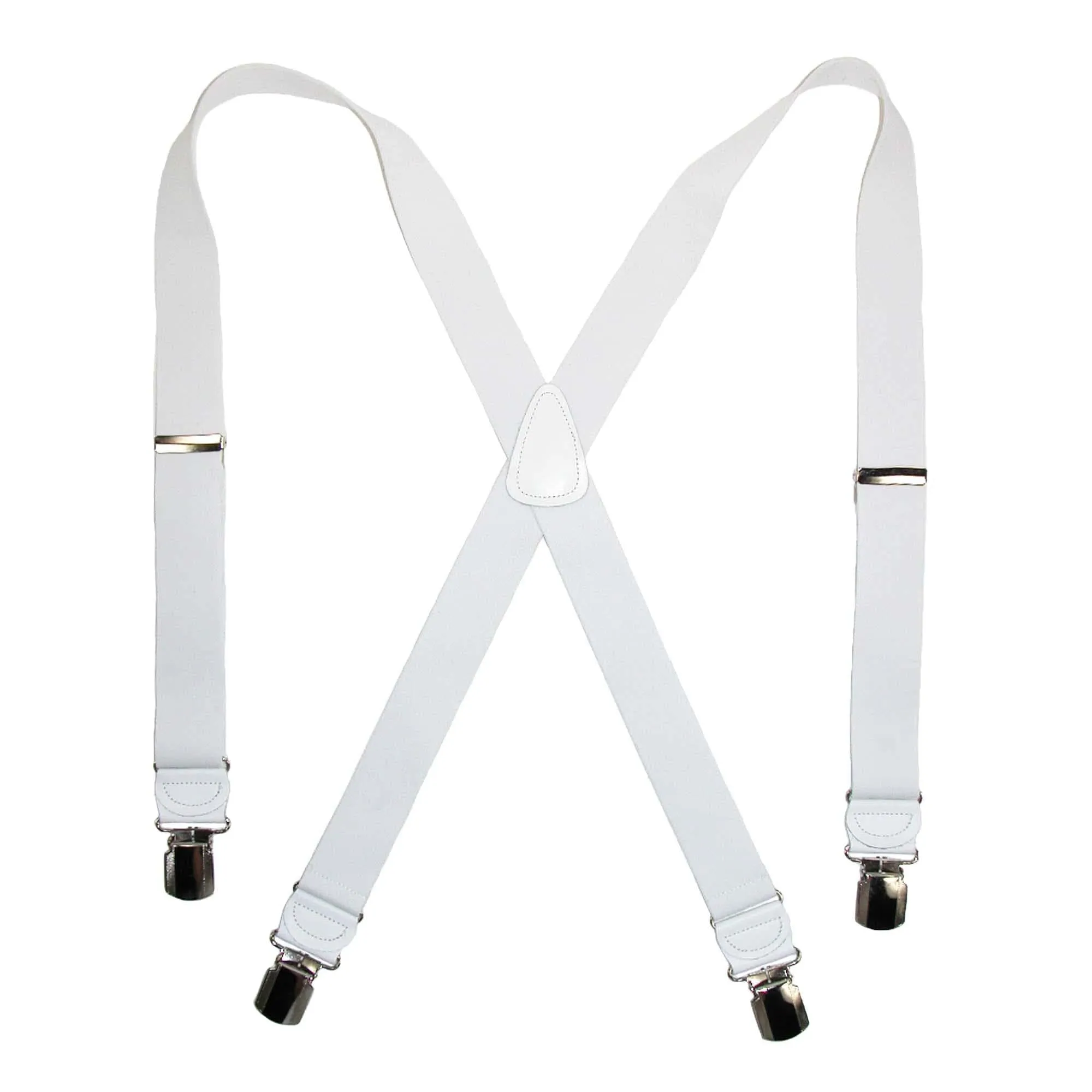 CTM® Men's Elastic Anti Slip Pin Clip Suspenders with Leather Drop Tabs