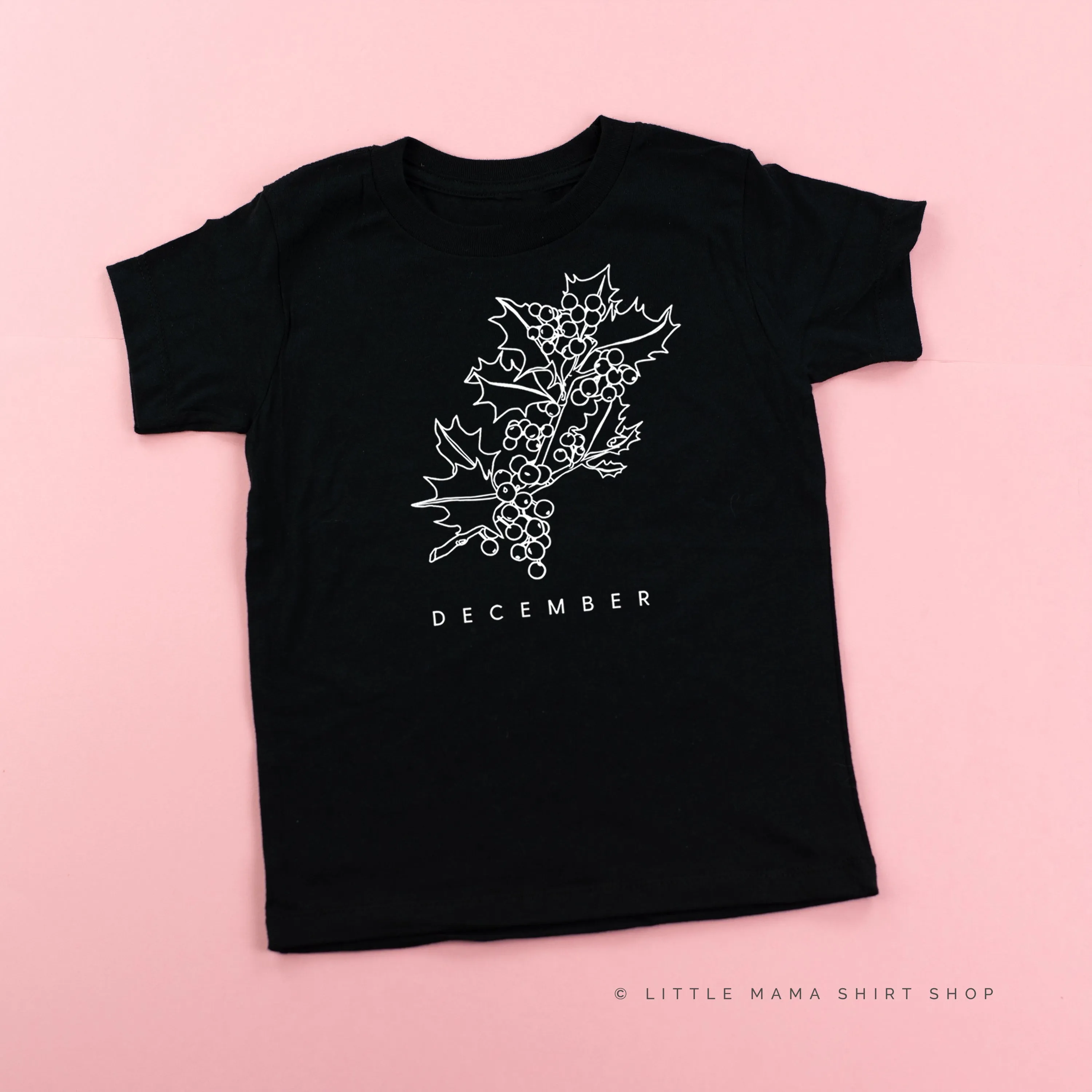 DECEMBER BIRTH FLOWER - Holly - Short Sleeve Child Shirt