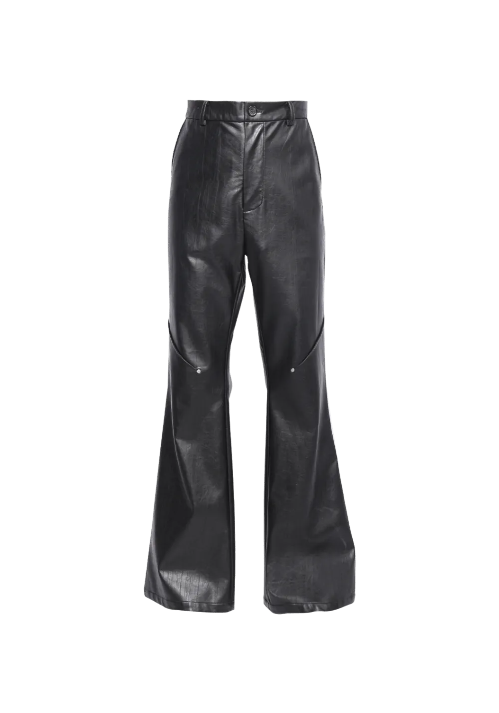 Deconstructed Straight Flare Leather Pants