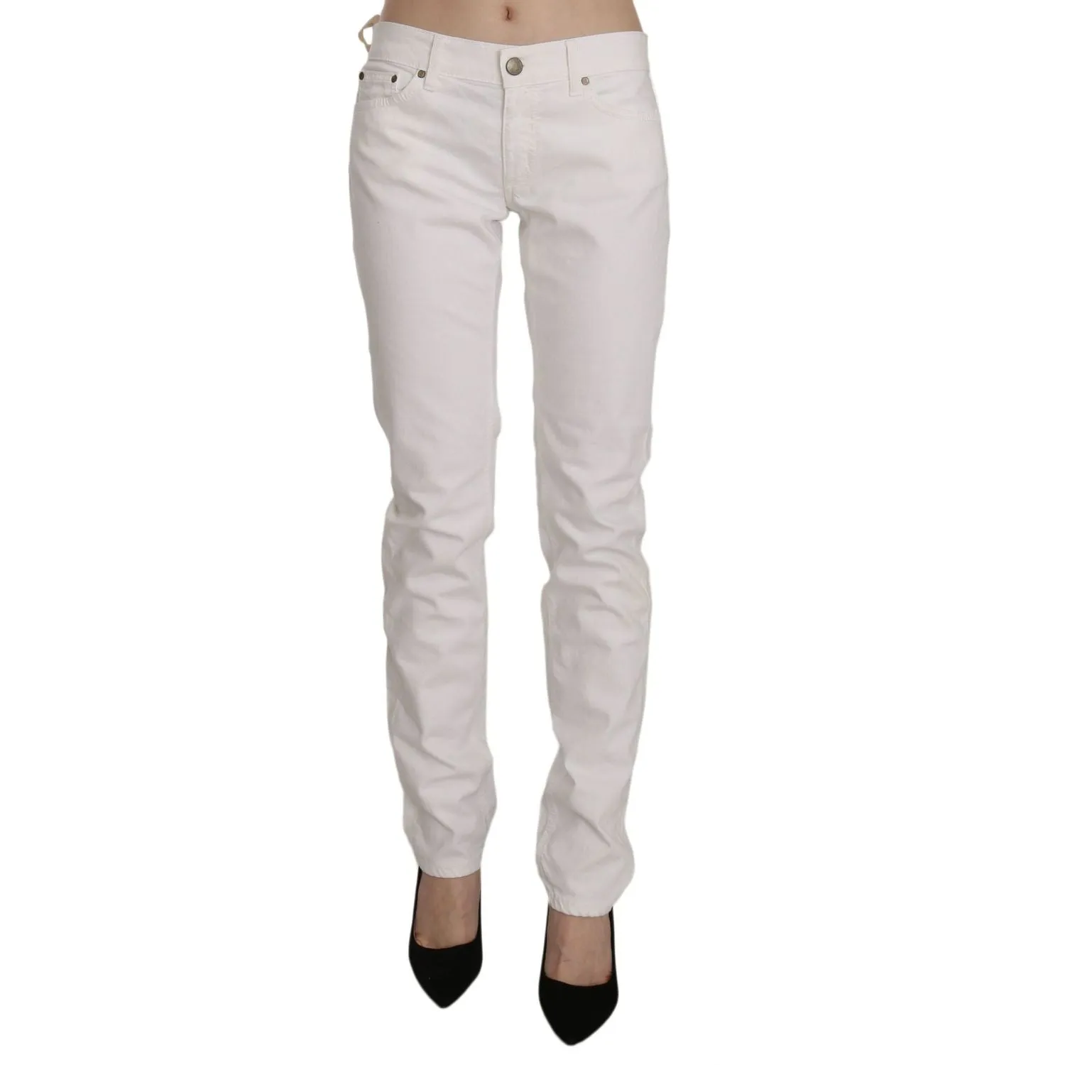 Dondup Chic White Skinny Cotton Blend Pants