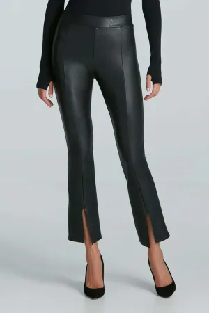 Faux Leather Split Front Pant