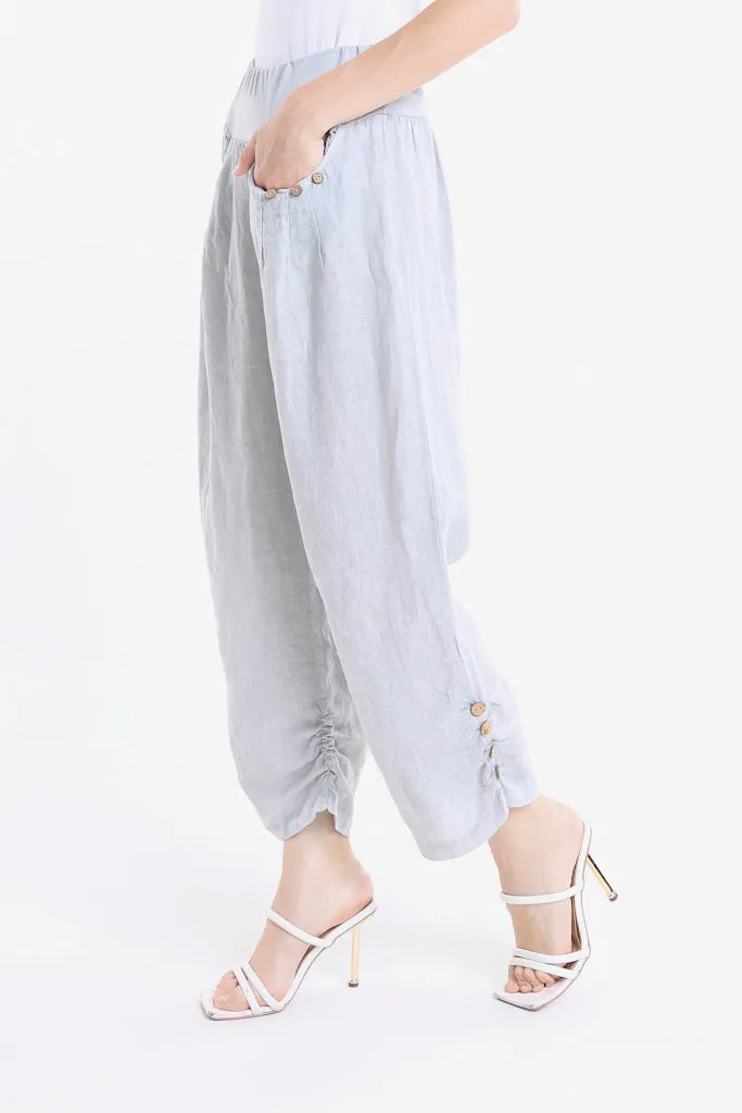 Georgia Side Ruche Linen Pant (PL163)