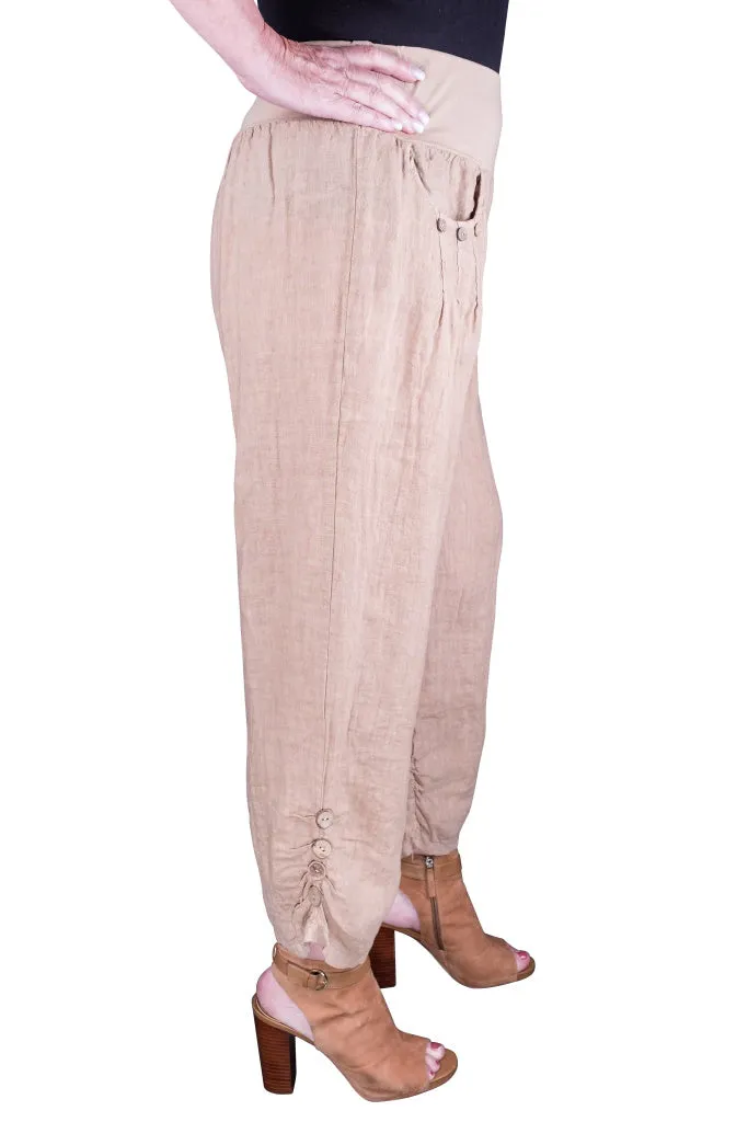 Georgia Side Ruche Linen Pant (PL163)