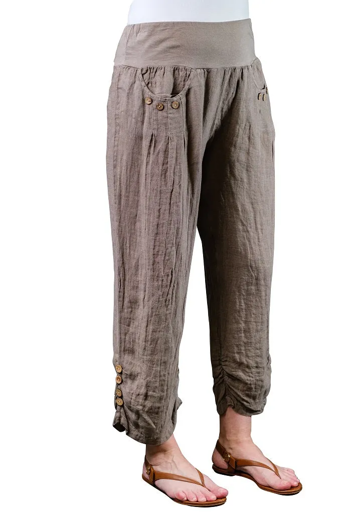 Georgia Side Ruche Linen Pant (PL163)