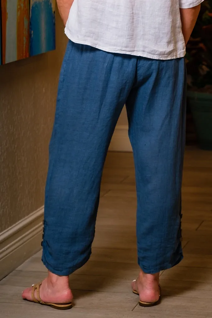 Georgia Side Ruche Linen Pant (PL163)