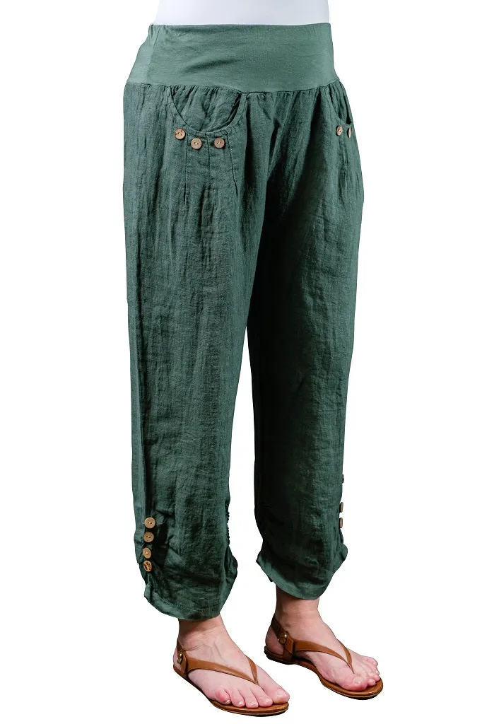 Georgia Side Ruche Linen Pant (PL163)