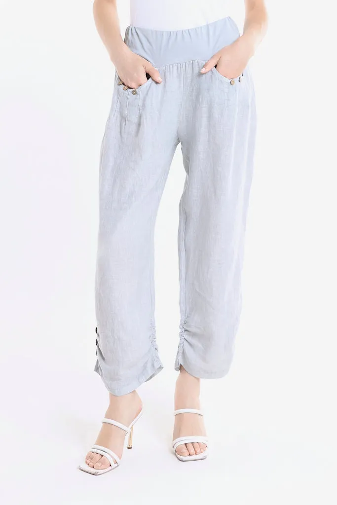 Georgia Side Ruche Linen Pant (PL163)