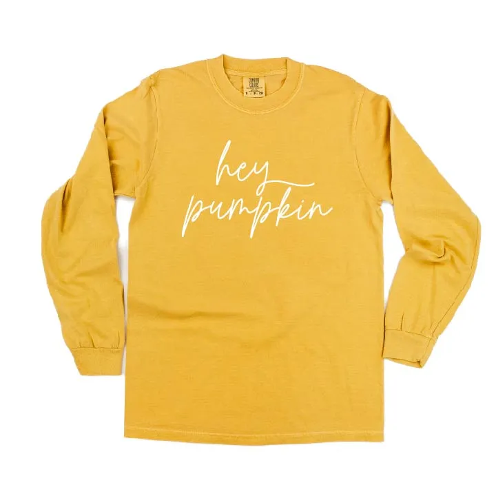 Hey Pumpkin - Cursive - LONG SLEEVE COMFORT COLORS TEE