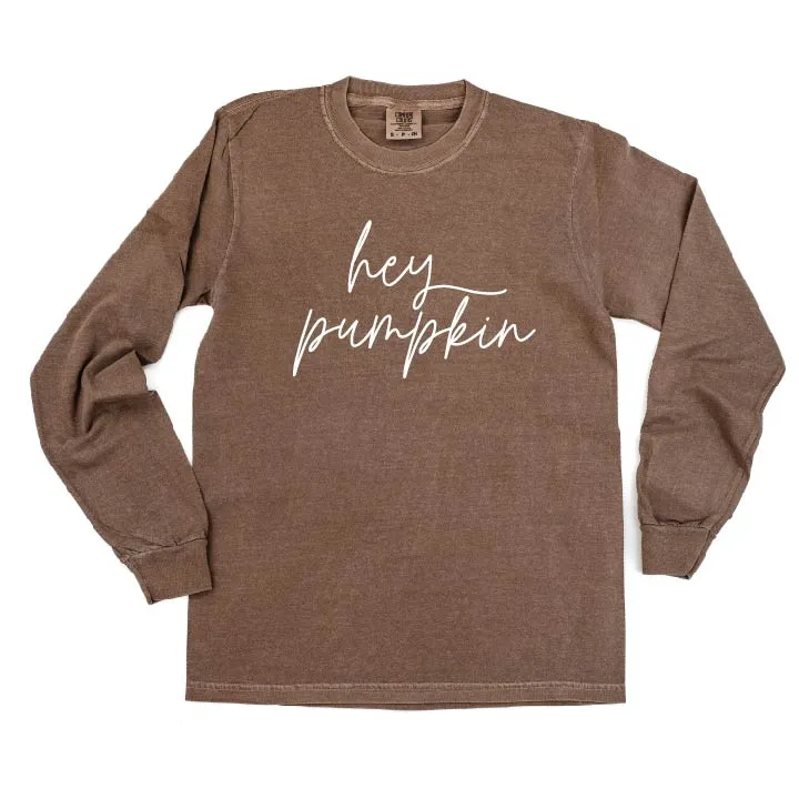 Hey Pumpkin - Cursive - LONG SLEEVE COMFORT COLORS TEE