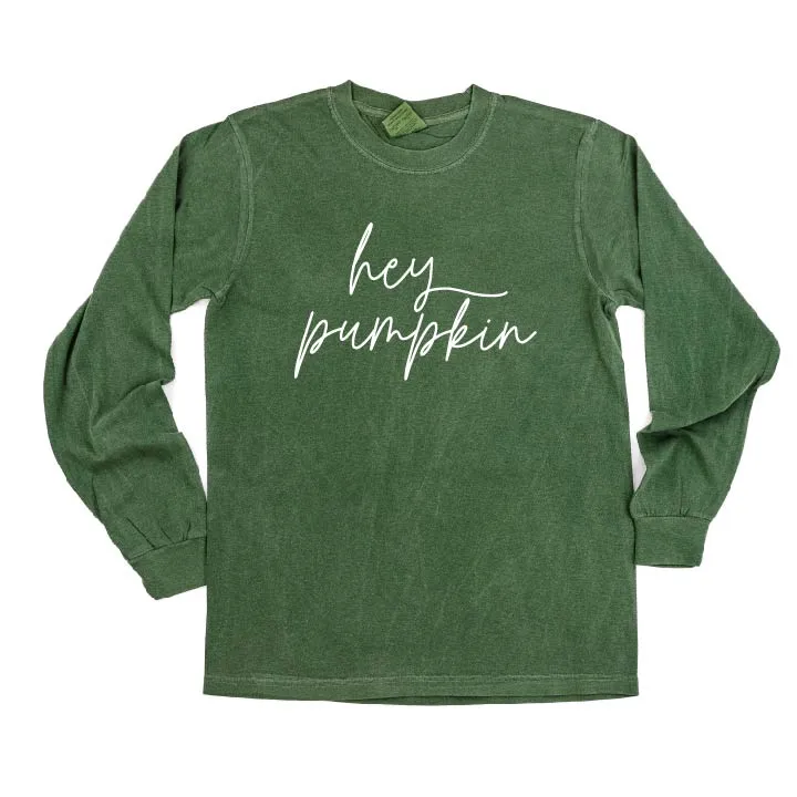 Hey Pumpkin - Cursive - LONG SLEEVE COMFORT COLORS TEE