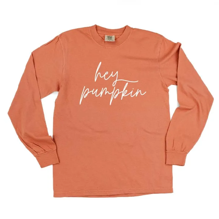 Hey Pumpkin - Cursive - LONG SLEEVE COMFORT COLORS TEE