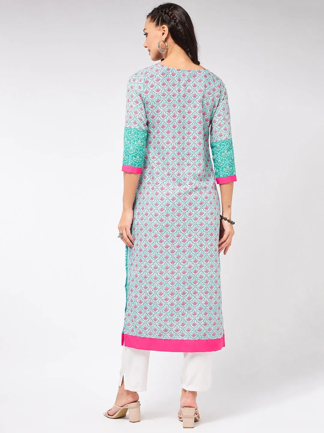 Jaipur Haat Placement Quarter Sleeves Kurta