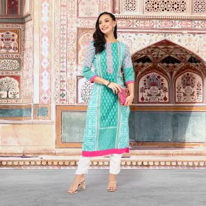 Jaipur Haat Placement Quarter Sleeves Kurta