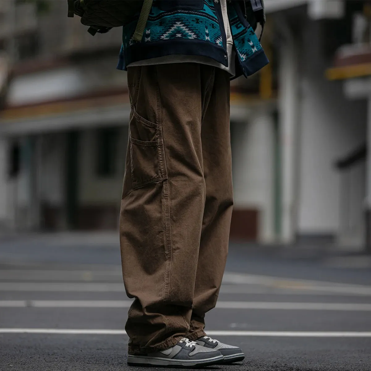 Japanese Streetwear Cargo Pants For Men - Casual Straight-leg Trousers