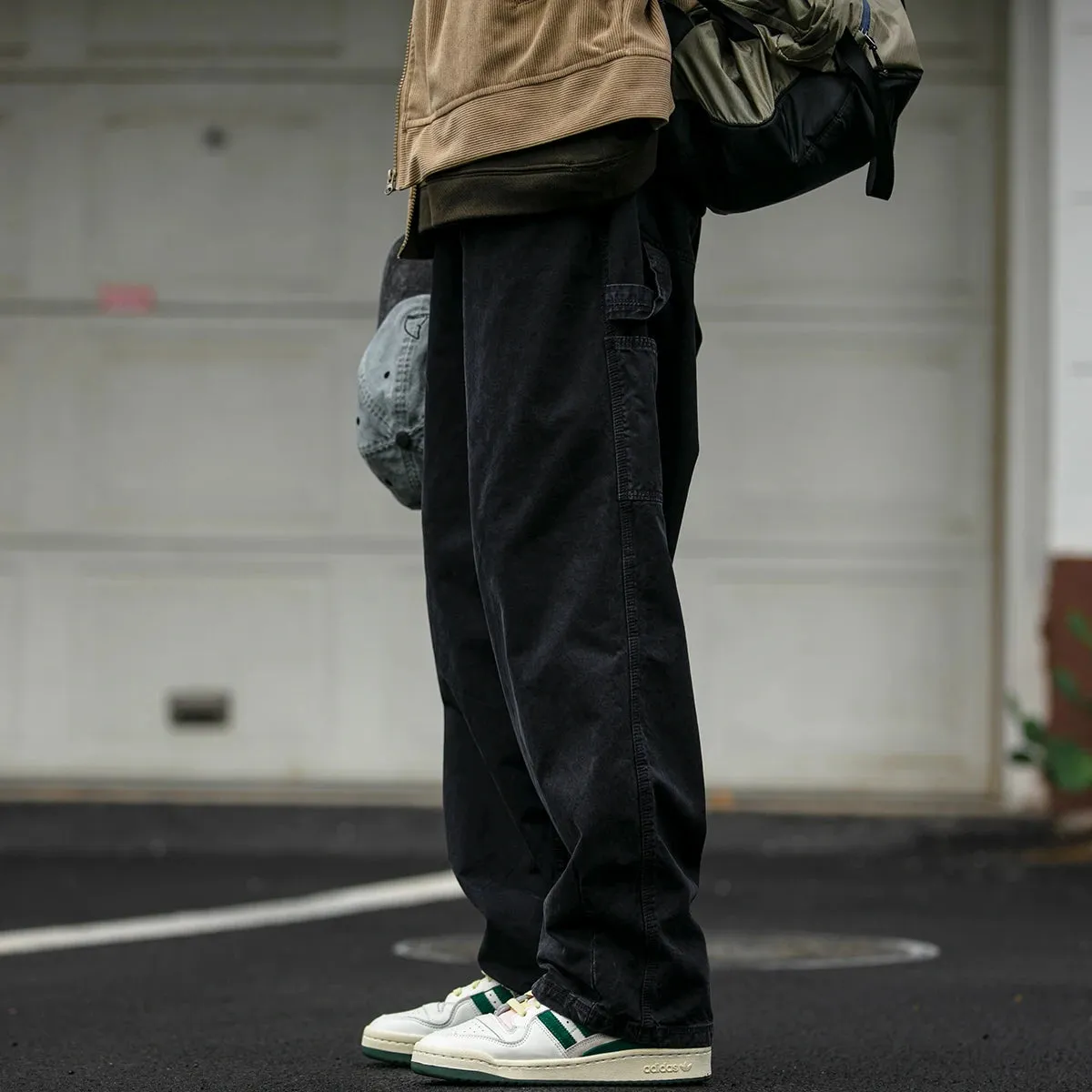 Japanese Streetwear Cargo Pants For Men - Casual Straight-leg Trousers