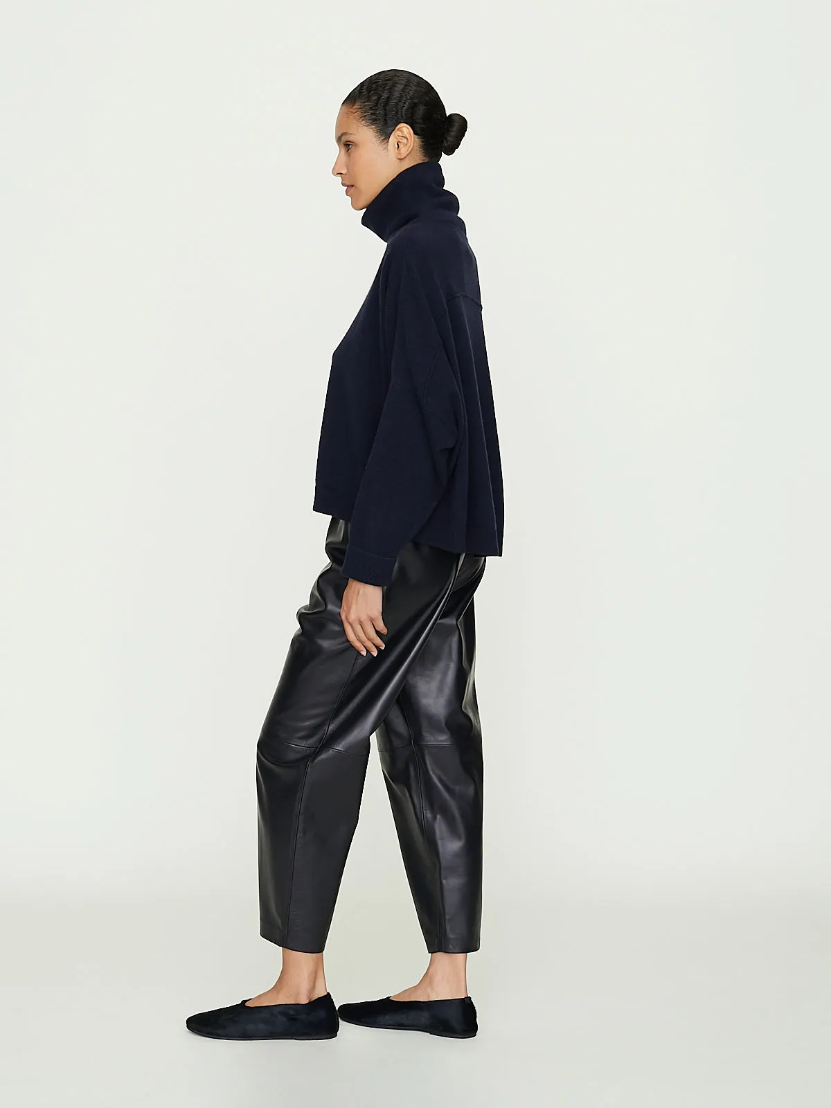 Leather Carrot Pants in Midnight