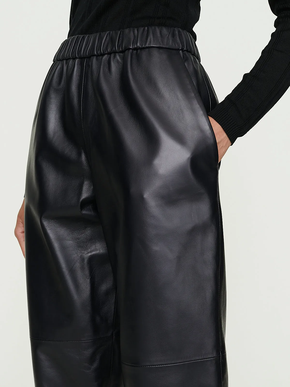 Leather Carrot Pants in Midnight