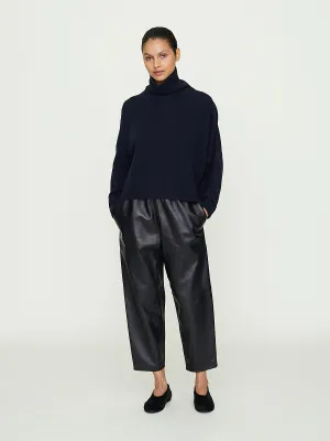 Leather Carrot Pants in Midnight