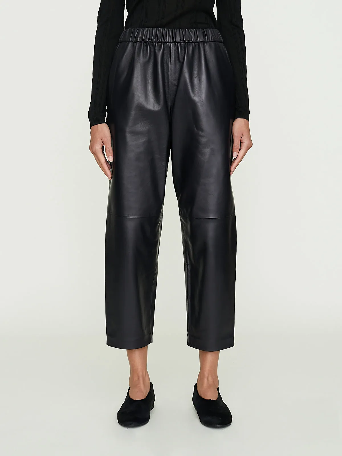 Leather Carrot Pants in Midnight