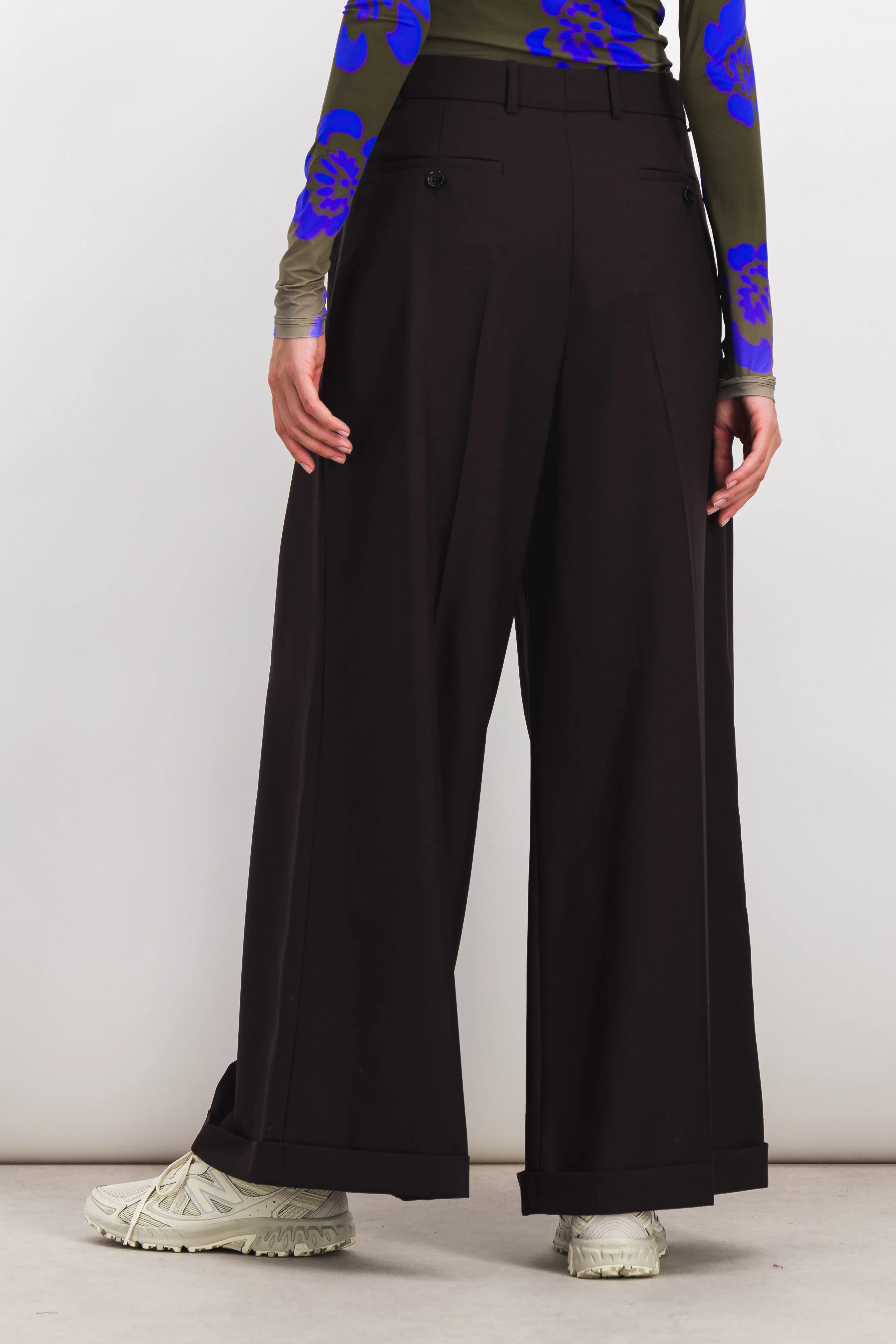 Long palazzo virgin wool pants