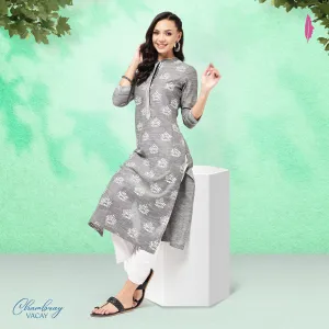 Lotus Printed Chambray Kurta