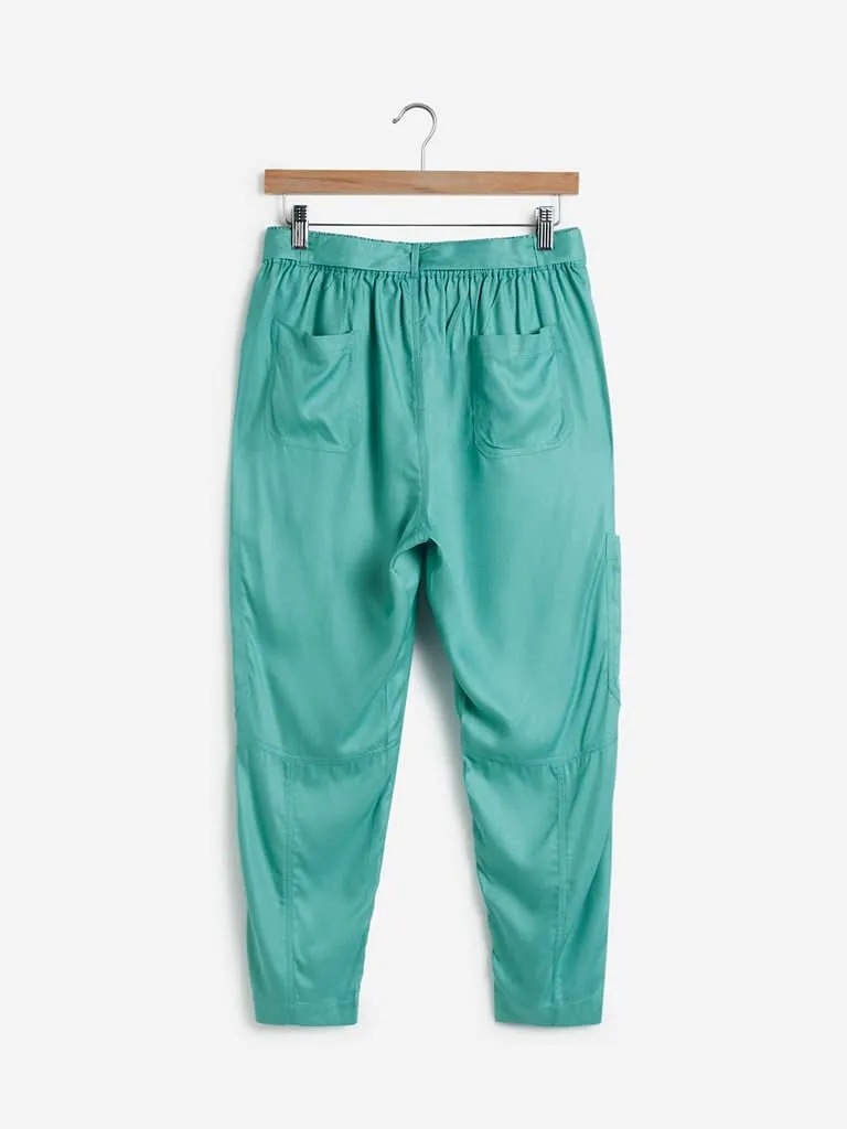 LOV Aqua Cargo-Style Pants With Belt