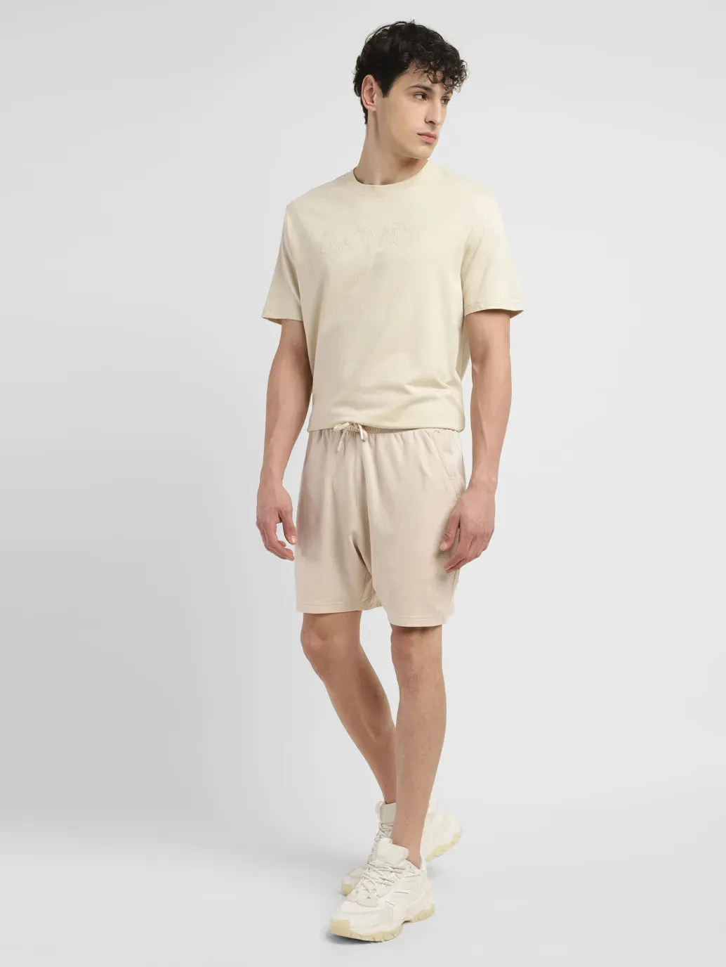 Men's Cream Regular Fit Shorts