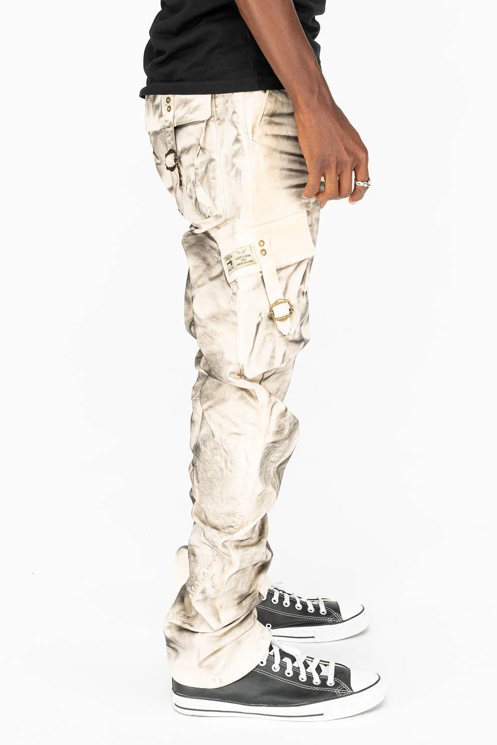 MENS MILITARY STYLE CARGO PANTS IN SUPER NATURAL BEIGE