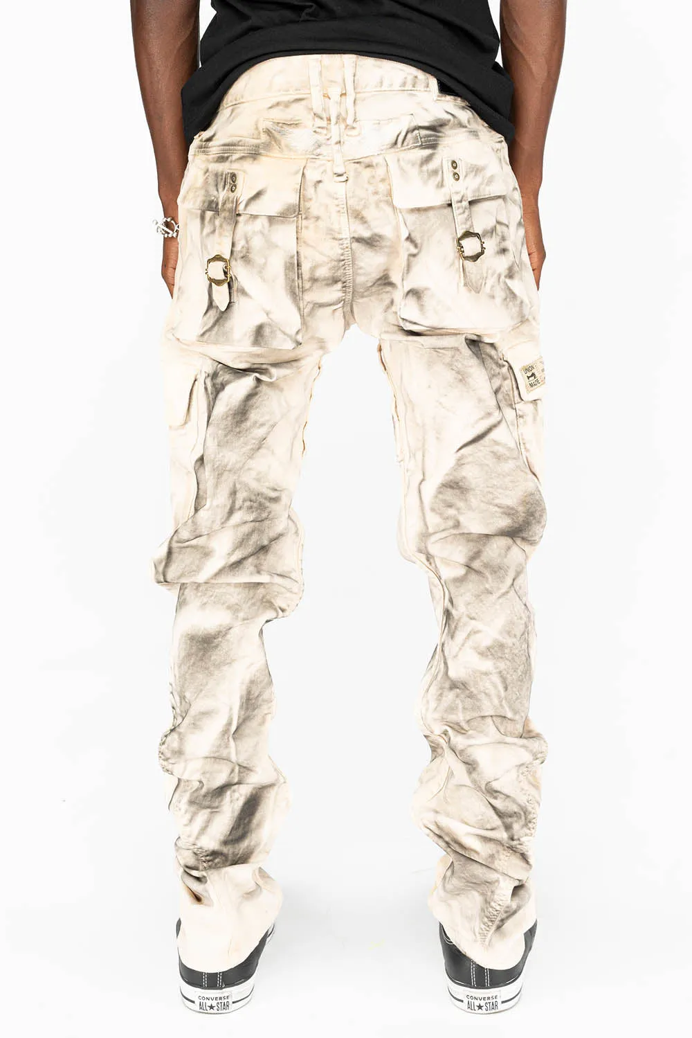 MENS MILITARY STYLE CARGO PANTS IN SUPER NATURAL BEIGE