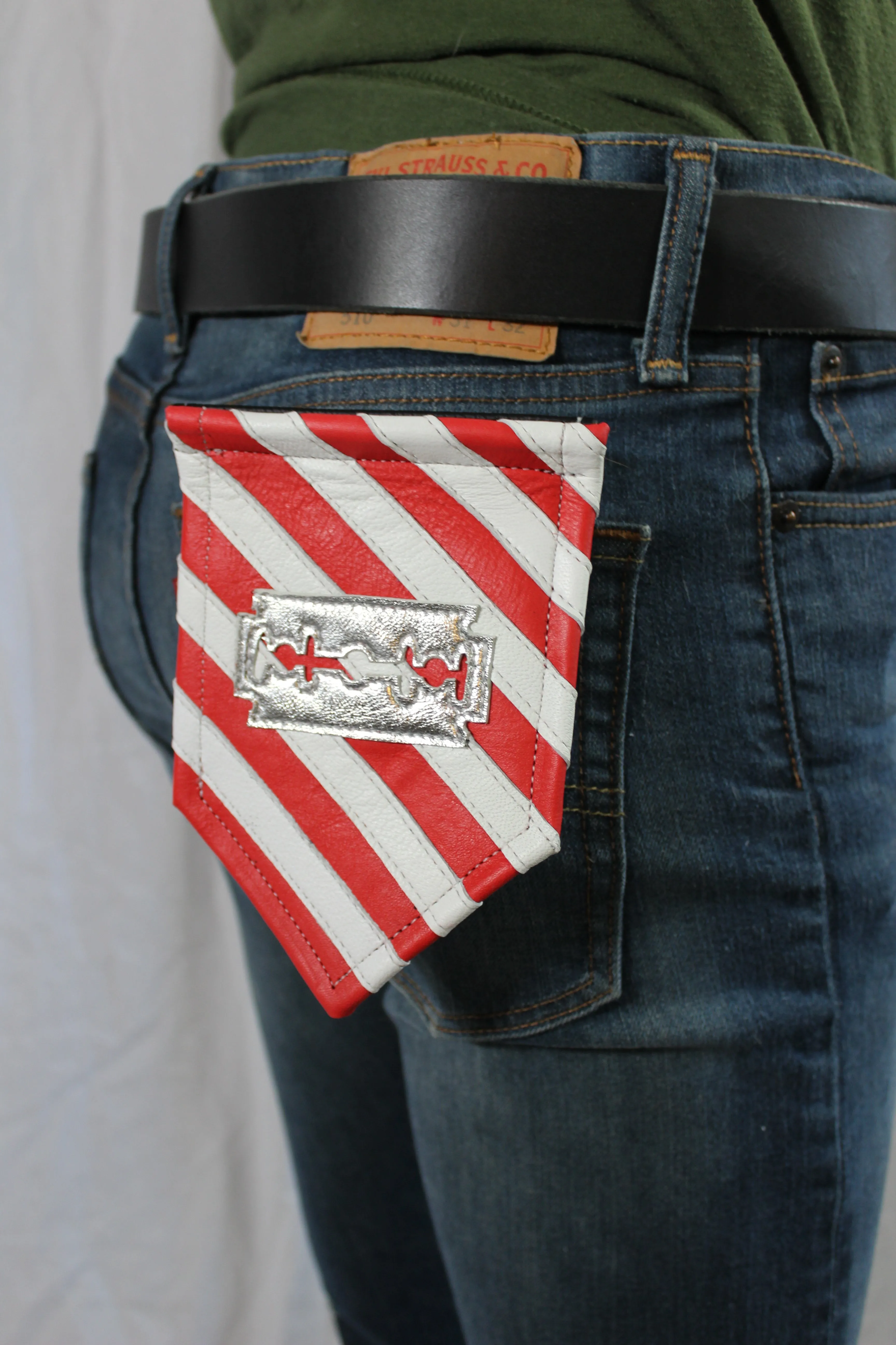 Metallic Leather Barber Fetish Pocket Flags