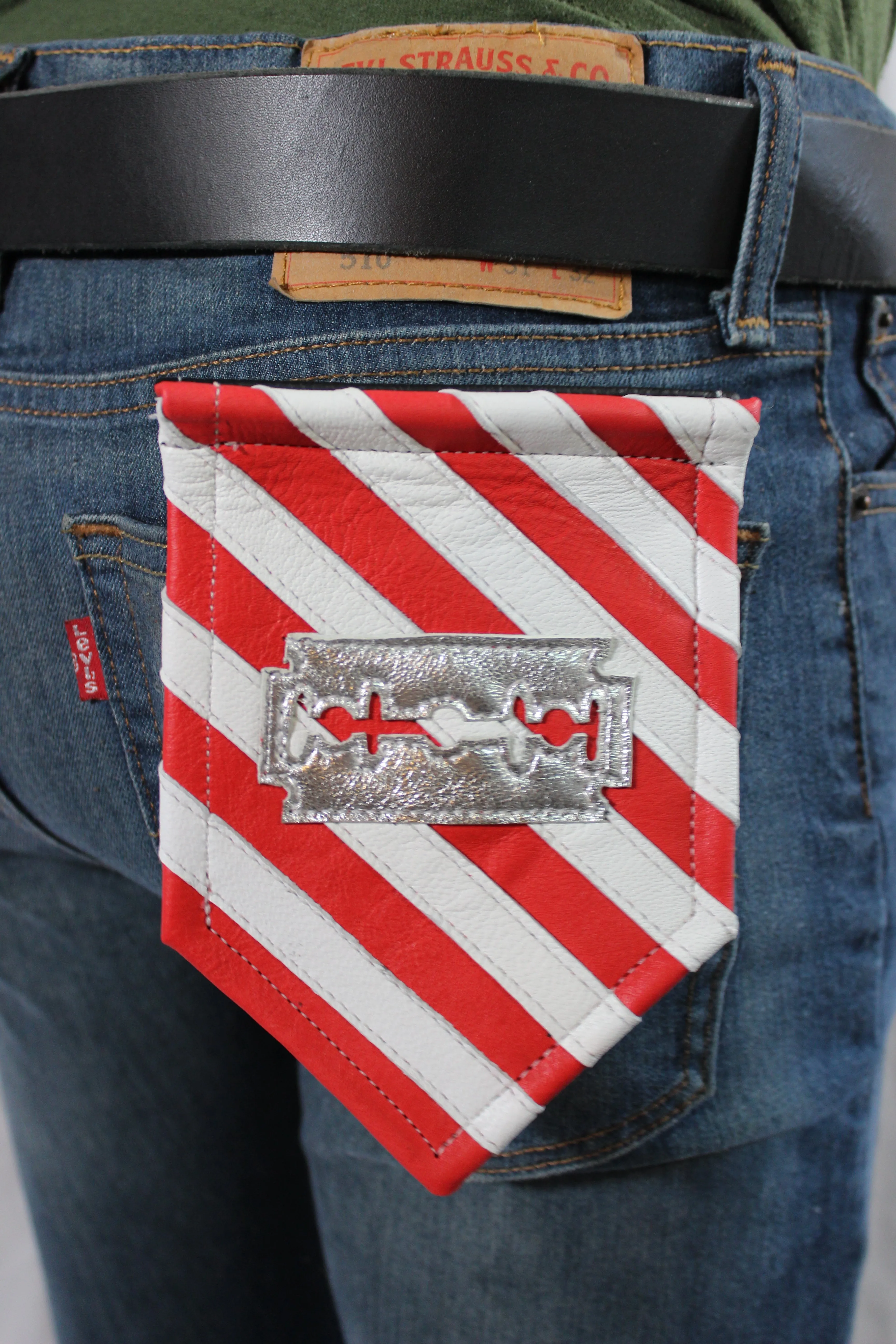 Metallic Leather Barber Fetish Pocket Flags